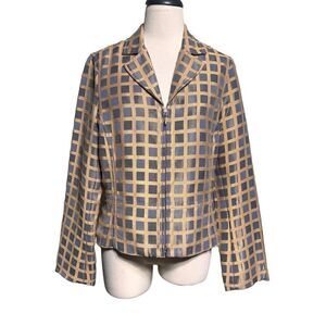 Beliza Shimmery Plaid Long Sleeve Blazer Jacket Size 8
